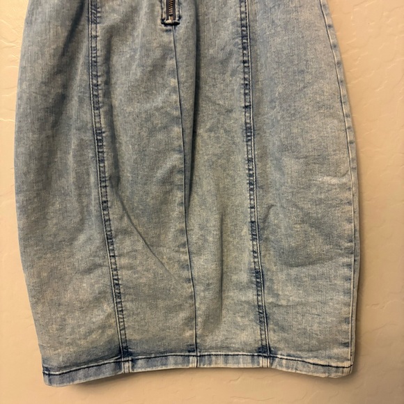 Guess y2k acid wash denim bustier front slit bodycon sleeveless dress small - Picture 15 of 16